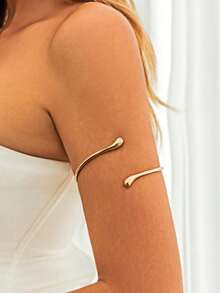 4pcs Adjustable Open Geometric Arm Cuffs, Simple Casual Party Holiday Halloween Decorations Set - 4-piece Gold Set - View 6