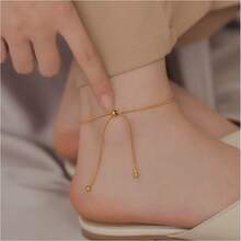 1PC Adjustable Slider Ankle Chain, Classic Retro Style Women's Foot Decoration - 金色 - 查看 2