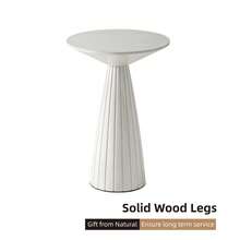 COZAYH Small Pedestal End Table Round Farmhouse Martini Table Wood Plant Stand Rustic Drink Table For Small Space Living Room, Walnut, Black, White - 凹槽錐體底座 白色 - 查看 11