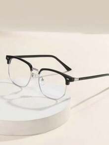 نظارة رجالية مربعة الشكل بإطار معدني كلاسيكي رجعي، إطار نظارات ديكوري فني للرجال والنساء، بدون وصفة طبية