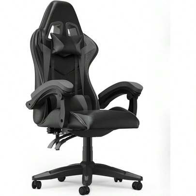 Gaming Chair Office Chair Desk Chair Swivel Heavy Duty Chair Ergonomic Design With Cushion And Reclining Back Support (Gray)