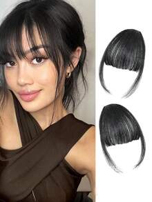 Synthetic Wig Cartoon Bangs Female Temperament Small Face Simulation Natural Forehead Broken Bangs Wig,Synthesis Wig Middle-Part Bangs Hair Extensions Clip In Forehead Natural Seamless French Oblique Bangs,Eight-Character Bangs,Women'S Fantasy Themed Wig Ideal For Daily Commuting Wear Suitable For Travel, Claw Clips, Hair Claws, Hair Slide, Hair Barrettes