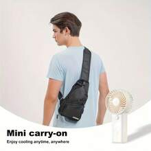 1pc Mini Handheld Fan - Portable Lightweight Battery-Powered Cooling Fan With High-Speed Quiet Operation, 4 Colors (Teal Blue, Pink, White, Mint Green) For Summer Outdoor, Indoor & Patio Use, Cooling Fan Portable, Sleek Handle Design - Màu xanh lam - Xem 10