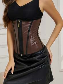 larrycard Women Shapers Breast Lifted Waist Trainer Steel Bone Slimming Breathable Shapewear High-Elastic Waist Belt Leather Body Shaping Waist Belt