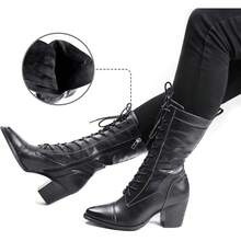 Women's Mid Calf Lace Up Combat Boots With Side Zipper Winter Boots Faux - màu xanh lá - Xem 9