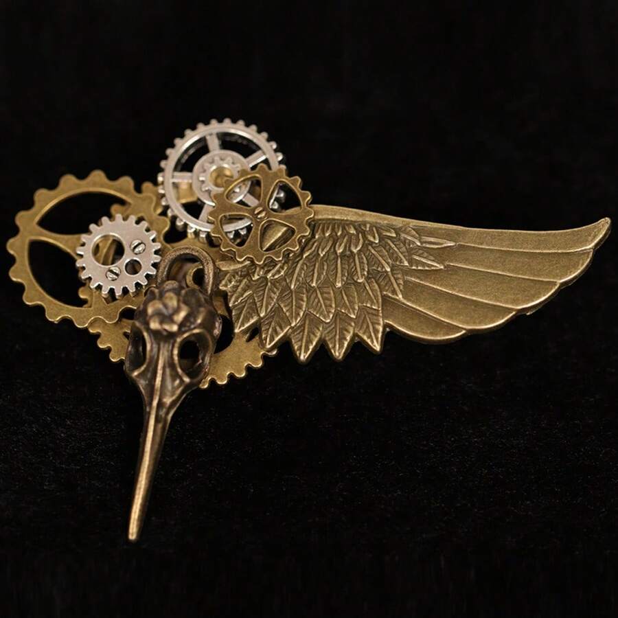 Gothic Steampunk Gear Wing Brooch, Unique Brooch For Women, Halloween Cosplay Jewelry Costume Accessories Bag Charms Office Accessories Christmas Gift