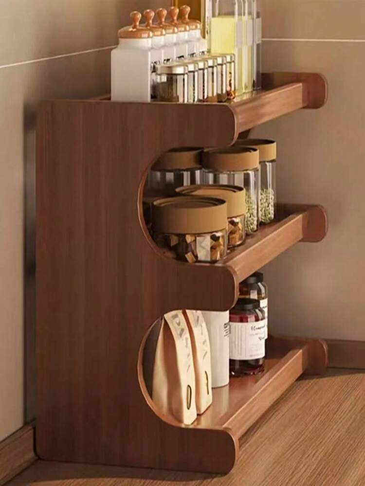 2/3/4 层桌面架，配有加厚竹木隔板，非常适合在厨房、书房、客厅、储物架中存放和整理香料、零食、咖啡杯、书籍和其他物品 - 棕色的 - 查看 11
