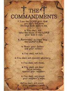 The Ten Commandments Wall Decor Christian Bible Verse Metal Tin Sign 10 Commandments Wall Art Christian Decor Gifts For Christian Home Bedroom Office 8x12 Inch - A - Xem 1