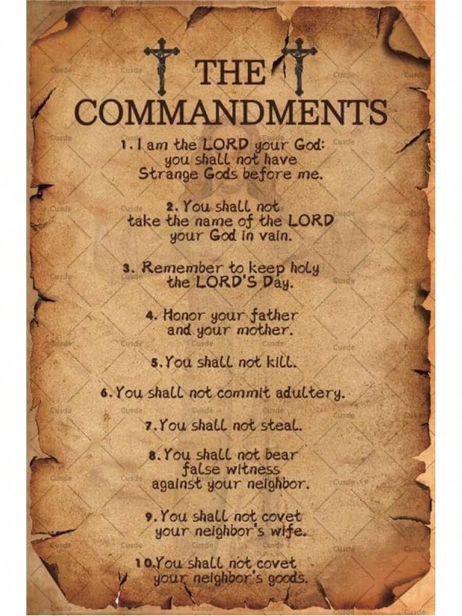 The Ten Commandments Wall Decor Christian Bible Verse Metal Tin Sign 10 Commandments Wall Art Christian Decor Gifts For Christian Home Bedroom Office 8x12 Inch - A - Xem 1