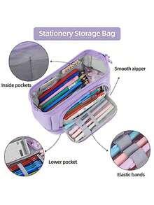 1 pieza Estuche para lápices de gran capacidad y multifuncional, bolsa portátil para lápices con cremallera, organizador de lápices, caja de lápices de papelería, regalo ideal para volver a la escuela