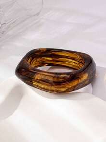 1 buc Brățară la modă din rășină multicoloră - Brățară cu design geometric asimetric, Stil boho versatil, Potrivită pentru ținute casual și de sărbătoare, Accesoriu pentru toate anotimpurile