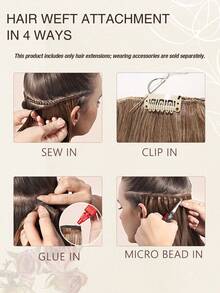 Extensões de cabelo costuradas, cabelo humano real Remy Weft, cabelo humano liso, pacotes de cabelo costurados, cabelo costurado com dupla trama, extensões de cabelo costuradas, cabelo humano para fantasias de Halloween, essenciais para festas, presentes de noiva, presentes de festival