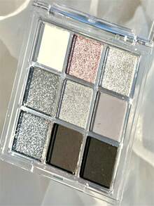 9 色眼影盘，1 件持久防水眼妆产品 - 黑色 - 查看 4