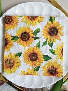 20 pièces/paquet Serviettes imprimées vintage avec motifs de feuilles, fleurs et abeilles, double épaisseur, convient pour les décorations de fête d'anniversaire, de thé de l'après-midi. Serviettes en papier, essuie-tout et papier hygiénique, fournitures festives et de fête. Produits d'entretien ménager et de soins personnels, articles ménagers et de première nécessité.