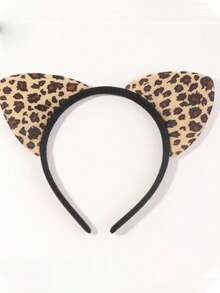 3-Piece Set: Cat Ear Headband, Leopard Print Headband, Leopard Print Cat Ear (Steamed Cat Ear Shaped Bread) Headband, Cartoon Ear Dance Festival Headband, Hair Clip, Princess Headband, Sparkly Earring Bow Headband, Castle, Clock Headband, Suitable For Party Performances, Photo Props, Amusement Park Decoration Headband, Headband, Head Ornament.