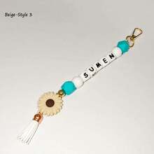 1-Piece Flower Bag Charm, Tassel Pendant, Available In Multiple Flower Colors, Customizable With Name And Initials Beads, Suitable As A Birthday/Holiday Gift For Mother/Family/Girlfriend. - Multicolor - View 28