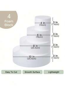 1pc Round White Foam Cake Model, Suitable For Decoration And Making, Baking Display, Wedding Cake Design, Birthday Cake, Christmas Party Cake Or Dried Flower Decor, Valentine's Day, Easter And Other Holiday Party Cake Decoration