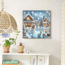 1 buc. Temă Fată și Iepure, Kit de pictură cu diamant rotund 5D de Crăciun de iarnă - Artă cu diamant, Cel mai bun cadou de ziua de naștere, Cadou potrivit de sărbători, Kit de pictură cu diamant rotund DIY lucrat manual, fără ramă, Decor rafinat pentru casă pentru sufragerie, dormitor, birou, bucătărie, Cadou artistic surpriză, Pictură cu diamant fără ramă