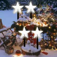 1 Confezione 4 LED Renne, Campanelle, Fiocchi di Neve, Pentagramma Luci da Percorso Natalizie Impermeabili Alimentate a Energia Solare Lampada da Paesaggio Adatta per Casa, Giardino, Patio, Passaggio, Vialetto, Prato, Decorazione Natalizia per Feste all'Aperto