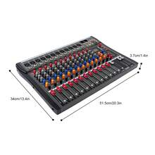 Professional Audio Mixer 48V Phantom Power With 10-Segment LED Indicators XLR/TRS Inputs For Karaoke, Conference - Black - View 2