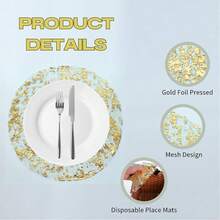 50/100/150 Disposable Gold Placemats, 13 "Glitter Metal Mesh Round Placemats, Gold Foil Mesh Doilies, Table, Wedding, Birthday Party Decorative Gold Doilies - Multicolor - View 6