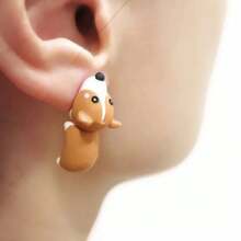 Cute Women Animal Stud Earrings Girl Gift Fashion Cartoon Animal Elements Dinosaur Hippo Little Dog Whale Funny Earrings Jewelry Accessories - 樣式 6 - 查看 6