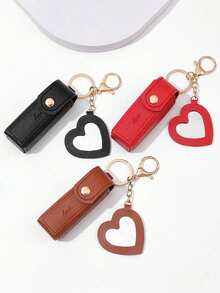 1pc Mini Lipstick Holder Keychain With Mirror & Lipstick Sleeve Pocket, PU Leather Material, Portable Lip Gloss Pouch, Daily Use For Women, Christmas/Thanksgiving/Valentine's Day Gift - Multicolor - View 6