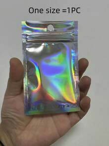 100/50/30/10pcs Cute Colorful Plastic Resealable Foil Bags, Holographic Bags, Reusable Jewelry Retail Bags, Suitable For Food Storage, Jewelry, Small Businesses, Gift Packaging, Christmas - Multicolor - View 9