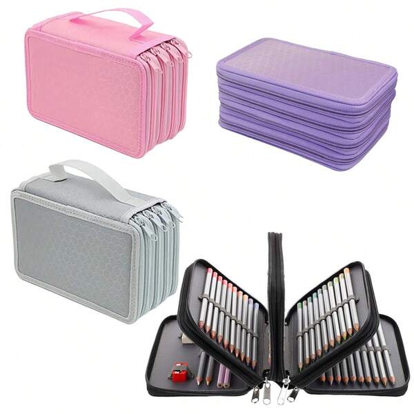 1 Stück großer schwarzer Federmäppchen, 72 Löcher, 4 Ebenen mit großer Kapazität, geeignet für Aquarellstifte, Marker, Pinsel, Gelstifte, Stationery Aufbewahrungsbox, Geschenk für Studenten zur Rückkehr in die Schule