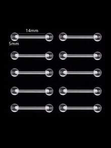10 قطع من حلقات الاختراق الشفافة من البيوفليكس لأنف وبطن وحاجز الأنف والحاجب والشفة والغضروف والأذن الخرطومية، حلقات اختراق بلاستيكية للعمل والمدرسة