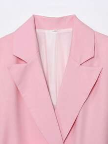 Women's Autumn Fashionable Casual Floral Tie-Up Blazer Jacket, Versatile Spring Pink - Pink - View 7