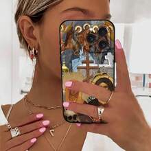 Funda de Teléfono con Icono de Cruz Ortodoxa Compatible con  16 15 11 13 14 Pro Max 7 8 Plus X Xr Xs Max 12mini Funda Negra, Funda Compatible con  17,  17 Pro,  17 Pro Max - z4 - Ver 7