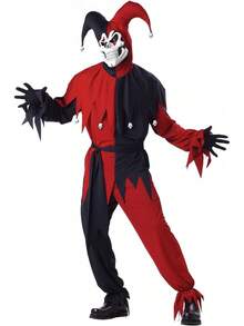 Adult Evil Jester Costume - Red - View 1