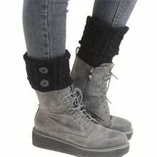 Button Detail Leg Warmer, Crochet Knitted Boots Leg Warmer Socks, Women's Stockings And Socks - Nhiều màu - Xem 14