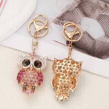 Dije con forma de búho brillante, llavero de metal, accesorio de joyería creativo, recuerdo de fiesta, aleación de zinc, al por mayor, regalo de otoño y Navidad