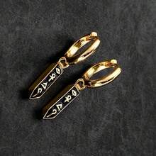 1 Pair Of Evil Eye Stainless Steel 18K Gold Plated Men's Earrings With Protection Charm Amulet - Stylish And Bold Design, Durable Hypoallergenic Jewelry, Suitable For Casual And Formal Occasions, Unique Men's Creative Gift Accessories - 金色 - 查看 5