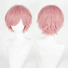 12 英寸黑色多色动漫假发带刘海 - 耐热，短直发款式，适合万圣节角色扮演和日常佩戴 - 彩色 - 查看 28