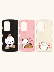 Cute Panda Novelty 3pcs Dopamine Themed Phone Cases, Cute Cartoon Panda, Bear, Cat Print Phone Case Set, New Wavy Macaron Design Phone Covers, Phone Protective Cases Compatible With IPhone Spring Gift,International Version, Not The Domestic Version - Multicolor - View 35