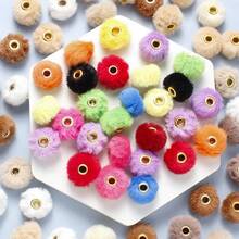 20pcs/Set Winter Christmas Style Super Soft Faux Fur Beads Big Hole Macaron Color Round Focal Beads For Pen Jewelry Making DIY Fashion Accessories Perfect For Creating Unique Bracelets Pen Decoration - Multicolor - View 3