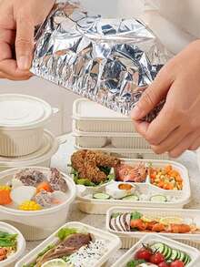 50pcs/10pcs Reusable Aluminum Foil Food Wrap - Heat Resistant Tape, Tabletop Insulation Cover, Aluminum Foil Lid, Kitchen Food Preservation Insulation Film, Suitable For Bowls & Dishes - Insulation, Preservation, Anti-Insect & Dust, Food Warmer Equipment, Kitchen Storage Preservation, Holiday & Daily Use - Multicolor - View 3