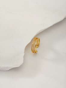 Clariva 1pc Fashion Minimalist Niche Design Personal High-End Luxurious Elegant Criss-Cross Ring, Suitable For Daily Wear Gifts - Yellow Gold - View 5