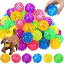 3pcs Squeaky Dog Balls, Dog Chew Spike Balls, Floating Dog Pool Toys, Small Dog Rubber TPR Fetch Toys, Boredom Chew Toys, Dental Cleaning For Medium & Small Dogs