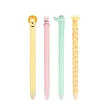 12/8/4pcs Cute Zoo Theme Erasable Gel Pens, Blue Ink Pen With Eraser Clear, Twist-Up Gel Pen, Smooth Writing Comfortable To Use For Note Taking Marking School Office Journaling Supplies - Multicolor - View 6