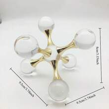 圣诞节水晶几何分子球烛台（1个装），奢华分子水晶装饰工艺品，适用于桌面、客厅和办公室装饰，圣诞节、万圣节、感恩节、情人节家居装饰新年礼物佳选 - 彩色 - 查看 8