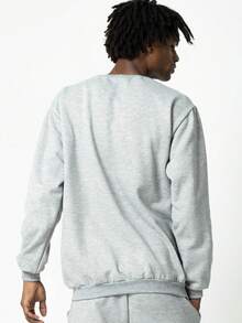 Moletom Gola Redonda Unissex Careca Blusa de Frio Casaco Feminino Masculino Flanelado Liso Sem Estampa Algodão - Cinza Claro - Visão 3