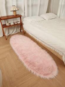 1pc Fluffy Rug, Multiple Colors Available, 180cm Long X 60cm Wide, Non-Slip, Hand/Machine Washable, Suitable For Autumn/Winter, Oval Shape Carpet For Living Room, Bedroom, Bedside, Sofa, Wedding, Christmas, Fireplace, Dining Table, Outdoor Patio, Plush Soft Luxury Home Decor Kitchen Rug