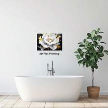 1pc Art Decor Square Canvas Wall Art With Framed Abstract Flowers Black And White Art Deco Classic Retro Style For Home Office Bathroom Living Room Bedroom Decor.Stretched And Framed Ready To Hang. - trắng - Xem 3