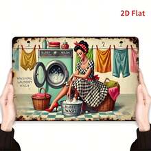 2D Flat, 1 "Laundry" Metal Iron Sign - Indoor And Outdoor Hanging Decoration For Home, Kitchen, Dining Room, Bedroom, Garden, Bathroom, Garage, Hotel, Office, Bar, Cafe, Gym, Room Decoration - Easy To Hang 7.8x11.8 Inches, Perfect For Room Decor - Nhiều màu - Xem 5