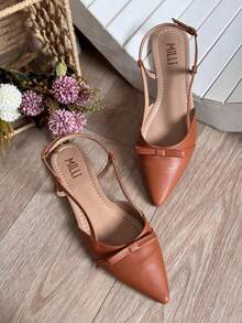 Women's Slingback Milli Pointed Toe Flats With Bow Modern Casual - Màu nâu  Mocha - Xem 3