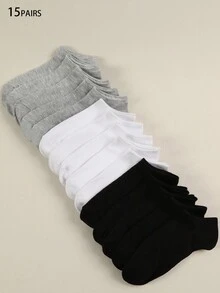 15 đôi tất cotton mỏng màu đen và trắng cho nữ, tất thuyền nông cổ thấp thời trang thường ngày, tất không lộ cho mùa hè - Nhiều màu - Xem 6